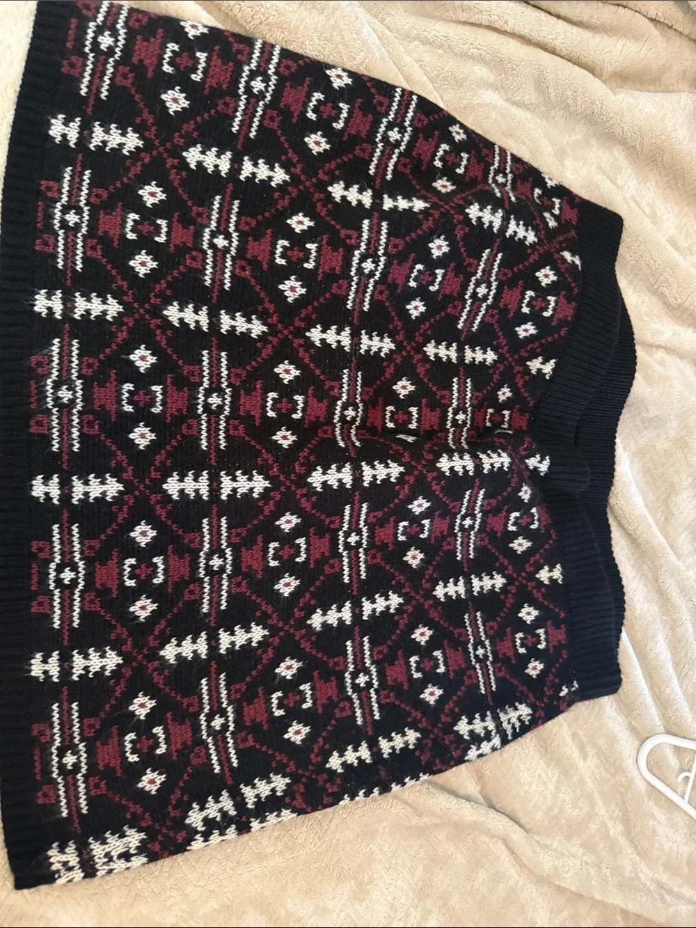 Maurices Black and Burgundy Fair Isle Knit Sweater